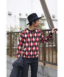 WACKO MARIA | DIAMOND CHECK CREW NECK SWEATER(ステンカラーコート)