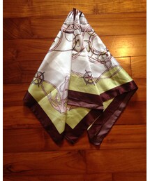 no brand | サテン正方形スカーフ。55cm角。綺麗なライムイエローがお気に入り。(ストール/ショール)