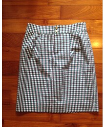 Belle Maison | グリーン系チェックのタイトスカート。ミモレ丈だったけど、私にはバランスが悪かったので、my鉄板の膝丈にお直し。(スカート)