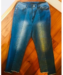 no brand | マムジーンズ⁉︎センターシームで明るさの違う接ぎ合せ。でもセンターシームでキレイ感(デニムパンツ)