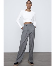 ZARA | ワイドレッグアシンメトリーパンツ(スラックス)