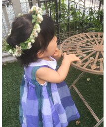 シロツメクサとモモイロツメクサとクローバーの花冠 | その他ヘアアクセサリー