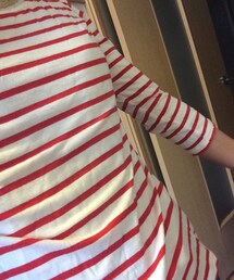 earth music&ecology | 七分丈 ボーダーT 赤(Tシャツ/カットソー)