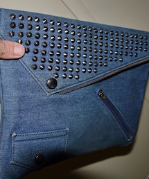LAD MUSICIAN | デニム地スタッツ付きクラッチ(クラッチバッグ)
