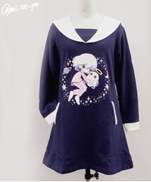 Handmade | おばけセーラースウェット / ネイビー / millna×Zukky / Mフレア(ワンピース)