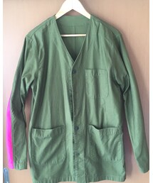 SOPHNET. | この秋大活躍間違いなしの、ノーカラーのミリタリーカーディガンです！腕のピンクの切り返しが絶妙で、気に入ってます！(ノーカラージャケット)