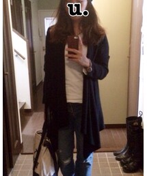 no brand | ドレープの効いたロングカーディガンは、浅草で発見しました笑。薄手なのにかなり温かくて、何年も愛用しています。(カーディガン/ボレロ)