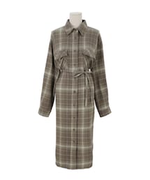 66girls | 厚手チェックシャツロングops(シャツワンピース)