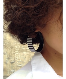 black & white strip ear-rings(ピアス（両耳用）)