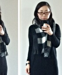 tricot COMME des GARCONS | 黒系チェックパッチワークマフラー(マフラー)