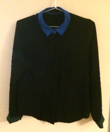 JEANASIS | 襟袖色切り替え黒ブラウス(シャツ/ブラウス)