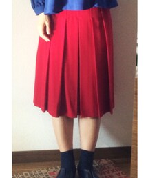 no brand | 母のおさがり赤プリーツスカート(スカート)