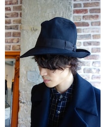 KAZUYUKI KUMAGAI ATTACHMENT | KAZUYUKI KUMAGAI　KA52-091　強縮カシミア混ストレッチメルトンハット(×KIJIMA TAKAYUKI)(ハット)