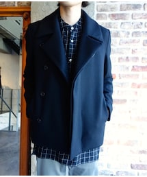 KAZUYUKI KUMAGAI ATTACHMENT | KAZUYUKI KUMAGAI　KC52-072　カシミア混タテ二重メルトンショートコート(ピーコート)