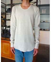 KAZUYUKI KUMAGAI ATTACHMENT | KAZUYUKI KUMAGAI　KJ52-053　20/-TOPワッフルUネックL/S(Tシャツ/カットソー)