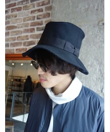 KAZUYUKI KUMAGAI ATTACHMENT | KAZUYUKI KUMAGAI　KA52-091　強縮カシミア混ストレッチメルトンハット(×KIJIMA TAKAYUKI)(ハット)