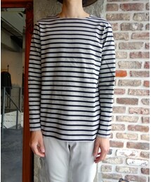 ATTACHMENT | ATTACHMENT AJ52-258 シルキー度詰天竺ボーダーボートネックL/S(Tシャツ/カットソー)