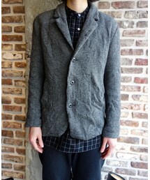 KAZUYUKI KUMAGAI ATTACHMENT | KAZUYUKI KUMAGAI KG52-037 ハリスウールWフェイスニット3つ釦JK(その他アウター)