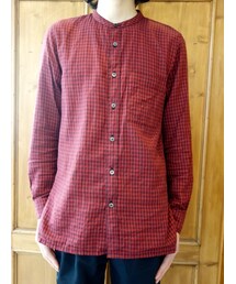 ATTACHMENT | ATTACHMENT　AS61-239　Co/Liツイル/オックスチェックシャツバンドカラーシャツL/S(シャツ/ブラウス)