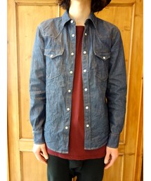 ATTACHMENT | ATTACHMENT　AS61-264　7.5ozムラ系デニムウエスタンシャツ(ワンウォッシュ)(Tシャツ/カットソー)