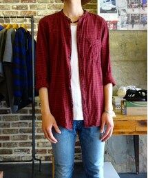 ATTACHMENT | ATTACHMENT　AS61-239　Co/Liツイル/オックスチェックシャツバンドカラーシャツL/S(シャツ/ブラウス)