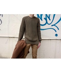 KAZUYUKI KUMAGAI ATTACHMENT | KAZUYUKI KUMAGAI　KK62-061　畦編みニットクルーネックプルオーバー(ニット/セーター)