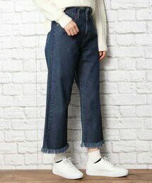 LOWRYS FARM | フリンジデニムクロップド　707488(デニムパンツ)
