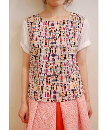 プリントロールスリーブブラウス(シャツ/ブラウス)