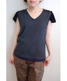 RehersalL | チュールショルダーVネックTシャツ(Tシャツ/カットソー)