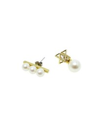 Triple Pearl×Star Back Catch Pierce(ピアス(両耳用))