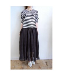 RehersalL | ボーダーシフォンワンピース(ワンピース)