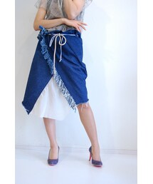 RehersalL | デニムフリンジラップSK(デニムスカート)