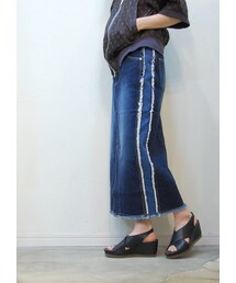 フリンジデニムスカート(デニムスカート)