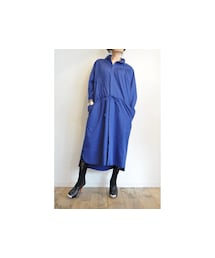 ギャザーシャツワンピース(シャツワンピース)