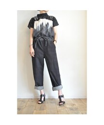 tiny dinosaur | インディゴインスパイアドボーダープリントサロペット(サロペット/オーバーオール)