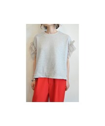 フリルスリーブスウェットトップス(スウェット)