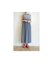 RehersalL | ロシアボーダーシャーリングワンピース(ワンピース)