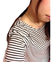 【Honeys】
肩フリルボーダーP/O(Tシャツ/カットソー)