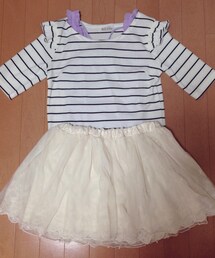 NICE CLAUP | 肩フリル付きボーダーT(Tシャツ/カットソー)