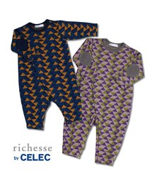 CELEC | richesse by CELEC 幾何学柄前開きカバーオール(ロンパース)