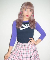 A.D.G | NIKE Big LogoラグランTee(PPL×NVY)
(Tシャツ/カットソー)