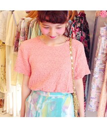 ピンクのくしゅくしゅカットソー(USED)(Tシャツ/カットソー)