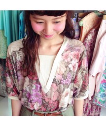 花柄カットソー(USED)(その他トップス)