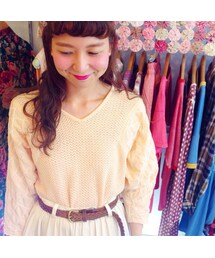 ペールオレンジのメッシュカットソー(USED)(Tシャツ/カットソー)