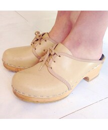 ベージュのレザーサボ(USED)(サンダル)