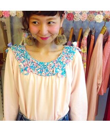 あみあみパッチワークのカットソー(USED)(Tシャツ/カットソー)