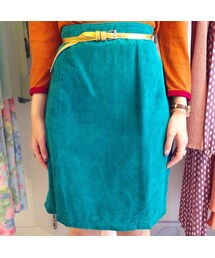 エメラルドグリーンのスエードスカート(USED)(スカート)