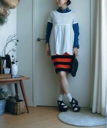 ボーダーペンシルスカート。(スカート)