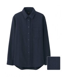 UNIQLO | Women Flannel Long Sleeve Shirt Navy(シャツ/ブラウス)