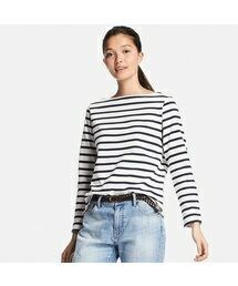 UNIQLO | ボーダーボートネックT（長袖）(Tシャツ/カットソー)